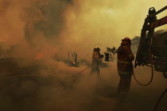 Rural Fire Service volunteers at the Hillville fire in November 2019. Many volunteers will get a National Emergency Medal for service during the huge fire season in 2019-20.