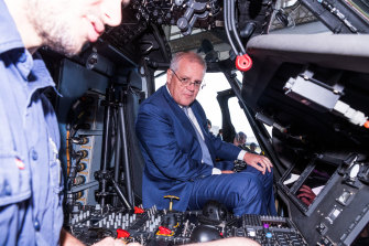 Prime Minister Scott Morrison campaigning in Nowra on Monday. 