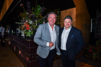 Nine CEO Mike Sneesby (right) with Eddie McGuire 