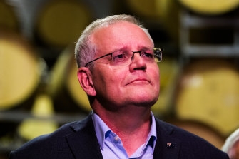 Prime Minister Scott Morrison at Sandalford Wines in WA on Saturday.