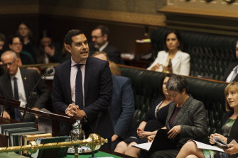Sydney MP Alex Greenwich in parliament in 2019 before the Abortion Bill was passed.
