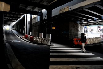 An empty street in Parramatta on Monday.