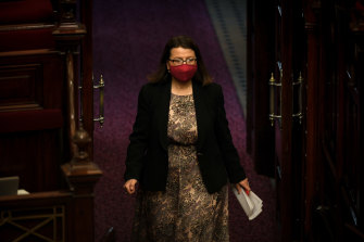 Health Minister Jenny Mikakos arriving for question time on Tuesday.