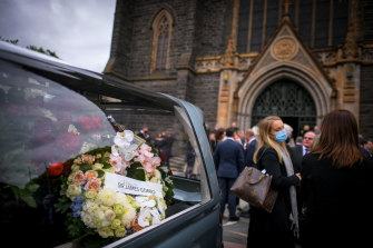 Mourners gather at St Patrick’s cathedral on Tuesday.
