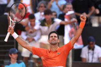 Novak Djokovic of Serbia celebrates a victory this month.