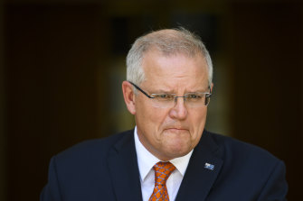 Prime Minister Scott Morrison makes the deployment announcements at a Canberra press conference on Saturday.