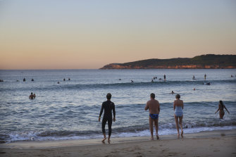 Bathers at Maroubra at dawn on Saturday