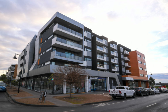 The apartment building in north-west Melbourne that was put into lockdown earlier this month due to the Sydney removalists.