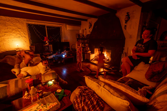 Sarah Bruhn (right) and her family were without power and trapped in their town for more than a week.