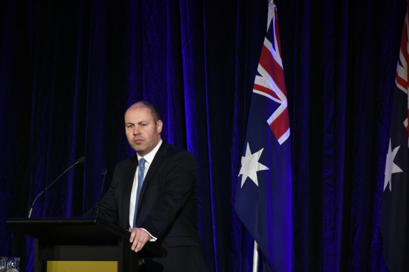 Mr Frydenberg addresses the Liberal Party state conference in Ballarat on Saturday.