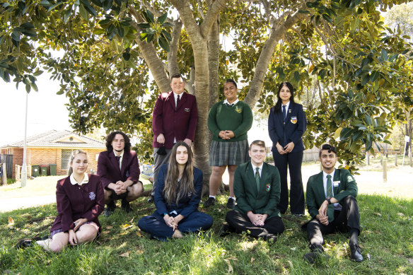 Senior students in six south-west public high schools have formed SWAG. Pictured are: Mia Sanders, Ian Woods-Williams, Luke Cox, Kaila Killeen, Kaila Killeen, Mel Tupouniua, Lochlan Butler, Tahrima Zaman and Tanuj Banerjee. 