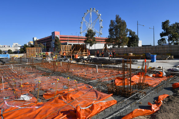 Building work on Docklands Primary School, which opened in 2021.