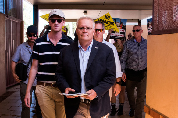 Prime Minister Scott Morrison arriving into Alice Springs today. 