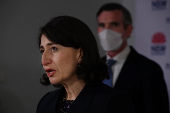 Then Prime Minister Gladys Berejiklian and her successor Dominic Perrottet in 2021.