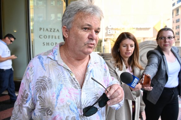 Peter Foster leaves court in Sydney after a brief mention of his case back in April shortly before disappearing.