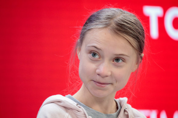 Greta Thunberg during a panel talk at Davos.