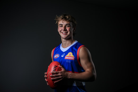 Ryley Sanders in his Western Bulldogs jumper.