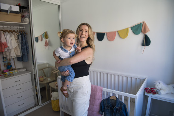 Less is more: Ally Downing with daughter Ellery at their Sydney home.