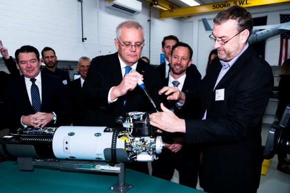 Prime Minister Scott Morrison visits Orbital UAV in Balcatta, Perth.