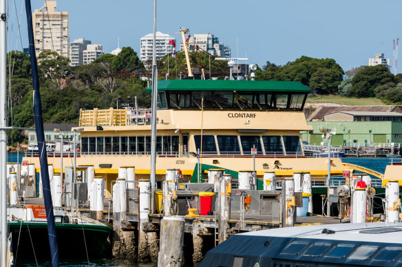 The Clontarf is wet docked at the Balmain shipyards after suffering a catastrophic engine failure.