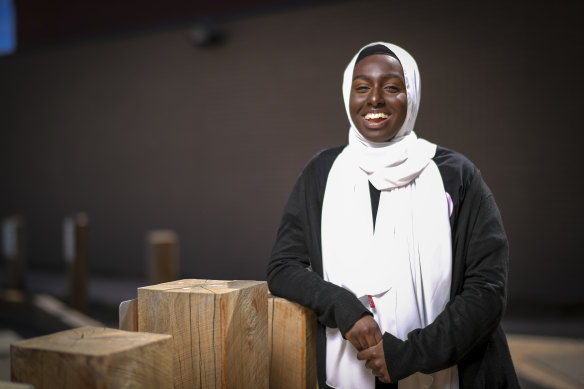 Malaz Mohamed-Bahkit, pictured on Thursday, is set to become the first person in her family to attend university, after achieving a 97.35 ATAR.