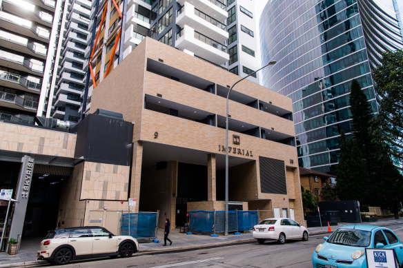 One of the 22-storey apartment towers at 9 Hassall Street in Parramatta’s CBD.