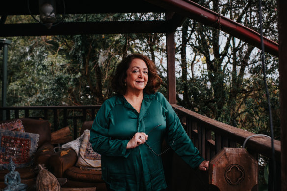 Wendy Harmer on the back deck of her home in Collaroy. Nothing is equal to the noise directly outside her bedroom.