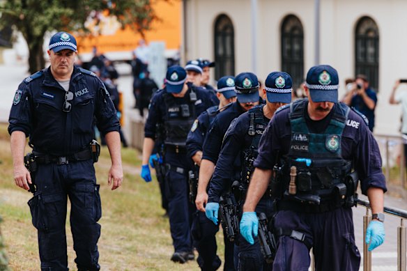 Police scour the crime scene at Bondi.
