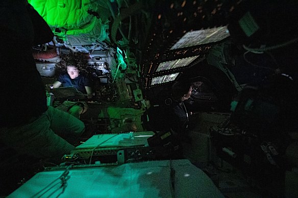 Astronauts including Christina Koch, pictured within Orion, took blood tests and saliva samples during the mission.