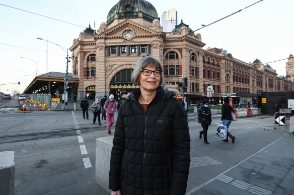 Fiona Athersmith, 57, is excited to ditch her mask in the office. 