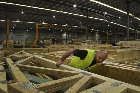 SHAWOOD operations manager Anthony Zerafa inspects the prefabricated product at the factory.