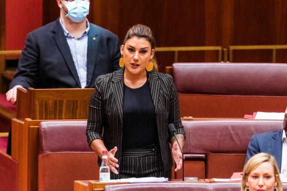 Greens senator Lidia Thorpe addresses the Senate in response to her referral to the privileges committee.