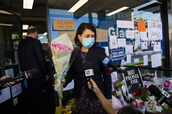 Former Premier Gladys Berejiklian arrives at her electorate office on Wednesday.