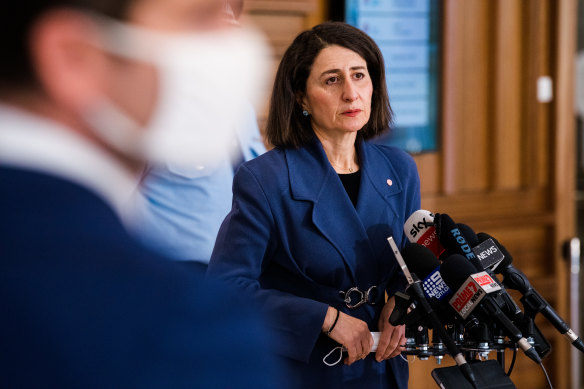 NSW Premier Gladys Berejiklian at Wednesday’s COVID-19 briefing.