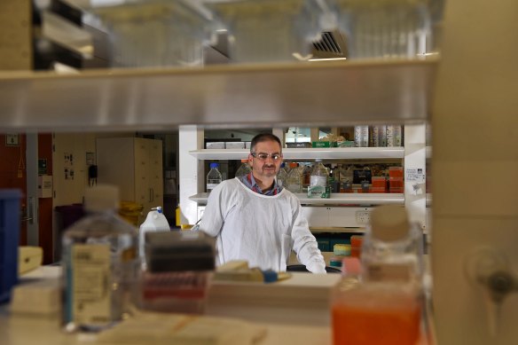 Vaccine researcher Professor James Triccas in a lab at Sydney University.