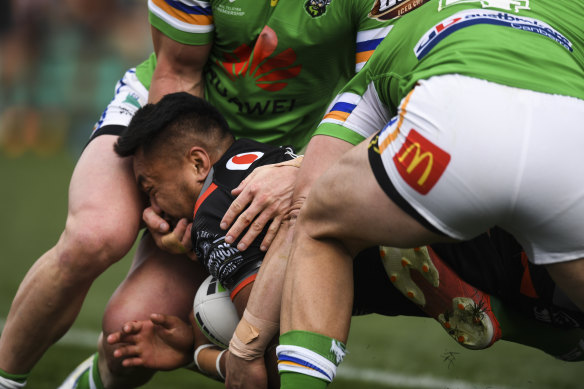 The footage of Hudson Young with his hand on Adam Pompey's face that led to his eight-match ban.