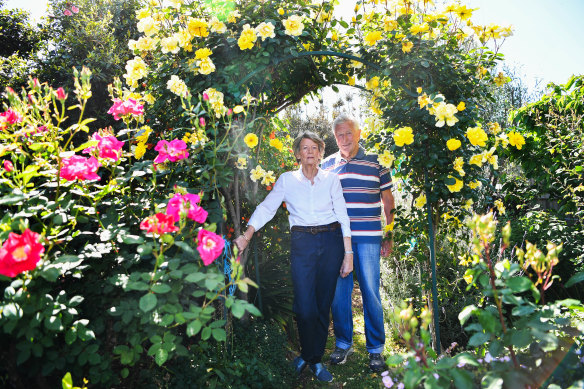 Colin and Jean Mackenzie in their Glen Waverley garden.