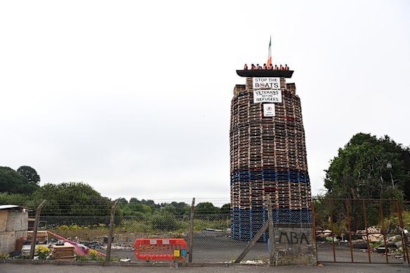 The vast bonfire was built on waste ground several days earlier.