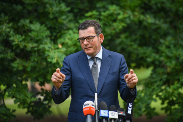 Premier Daniel Andrews makes a point this week as IBAC trawls through his interactions with a lobbyist for John Woodman.