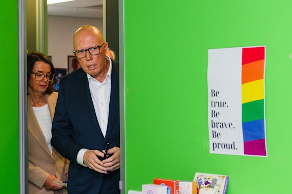 Opposition leader Peter Dutton in the electorate of Hawke in Melbourne on Wednesday. 