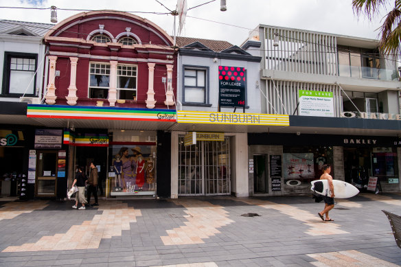 A quiet Manly Corso during the COVID-19 outbreak on Sydney's northern beaches.