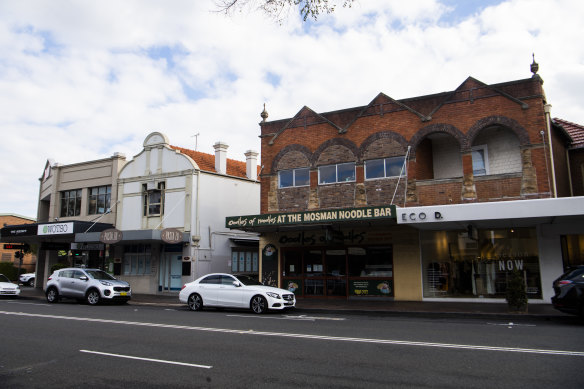 The strip of shops at the centre of the dispute between supermarket giant Woolworths and residents of the lower north shore. 