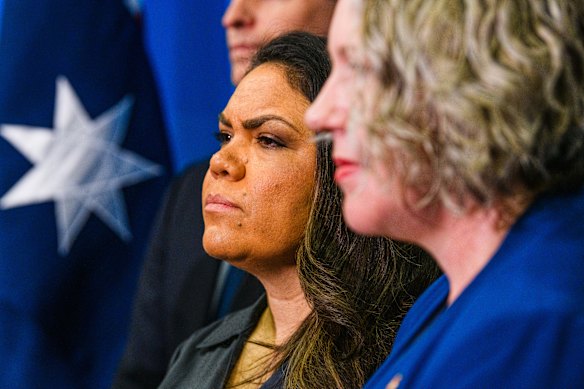  Coalition Senator Jacinta Nampijinpa Price stood alongside Peter Dutton at today’s press conference.