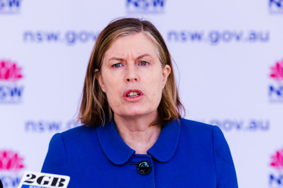 NSW chief health officer Kerry Chant appears at a press conference in April 2023.