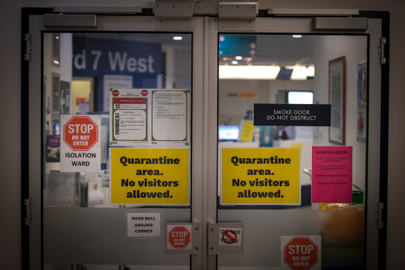 A COVID-19 isolation ward at the Austin Hospital.