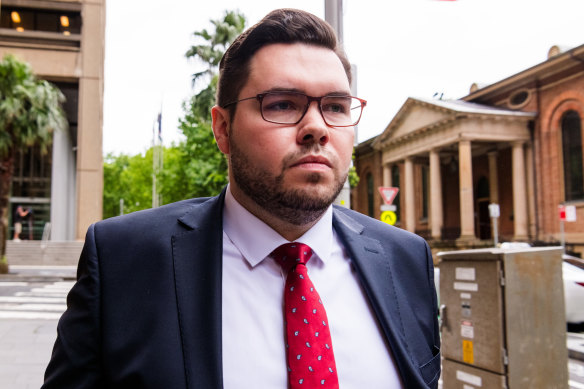 Bruce Lehrmann leaves the Federal Court in Sydney on Friday.