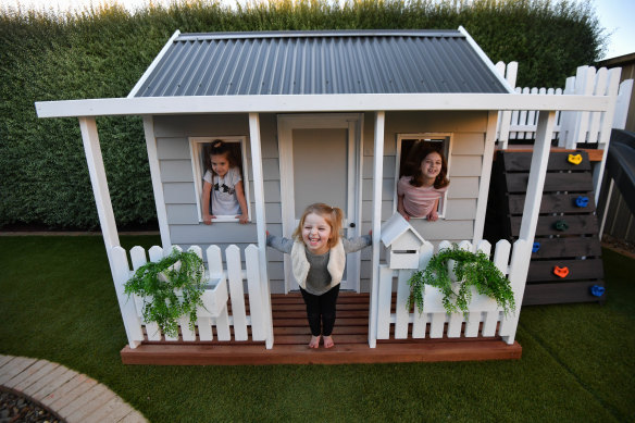 The King family installed a $4500 cubby for their daughters, Paige, 10, Lacey, 6 and Bethany, 4.