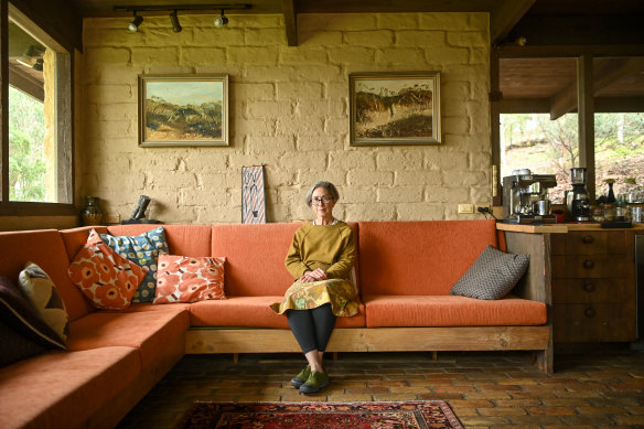 Jane Hinwood in her Eltham mud-brick home.