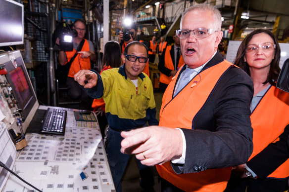 Prime Minister Scott Morrison campaigning in western Sydney today. 