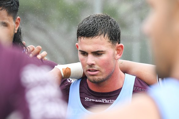 Sea Eagles future halfback Joey Walsh at training.